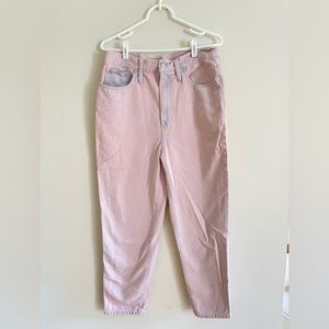 Madewell high rise mom jeans in pink acid wash, size 31